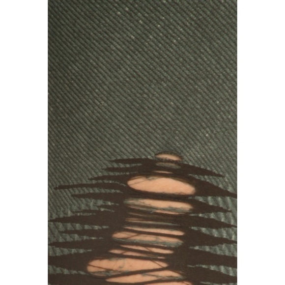 Lady's Distressed Vintage Washed Leggings A Green - Picture 4 of 5